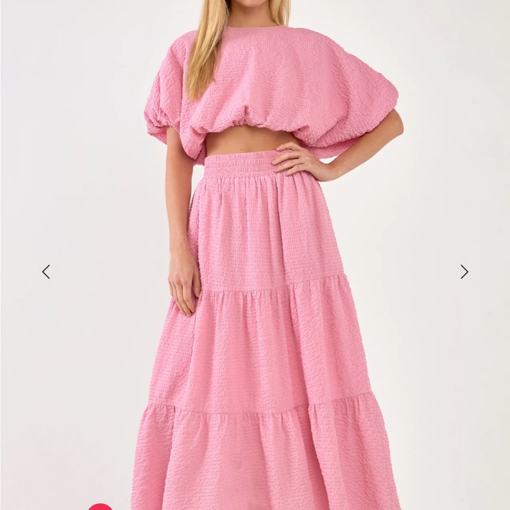 Endless Rose VOLUMINOUS TEXTURED CROPPED TOP AND SKIRT SET